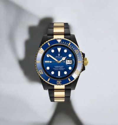 Rolex Submariner Date 41 Mm Black Rolex Dlc-pvd Two-tone 18k Yellow Gold And Black Pvd
