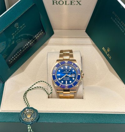Rolex Submariner Date 41mm 126618 Yellow Gold Oyster Royal Blue Dial Unworn Complete 2023