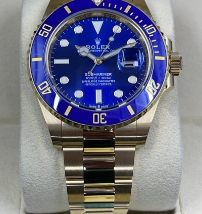 Rolex Submariner Date 41mm 126618lb 18k Yellow Gold Blue