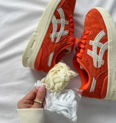 Asics Ex89 Kith Orange Suede Cream Sneakers
