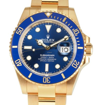 Rolex Submariner Date 41mm 18k Yellow Gold Ceramic Bezel Blue Dial