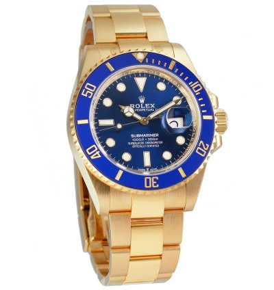 Rolex Submariner Date 41mm 18k Yellow Gold Ceramic Bezel Blue Dial