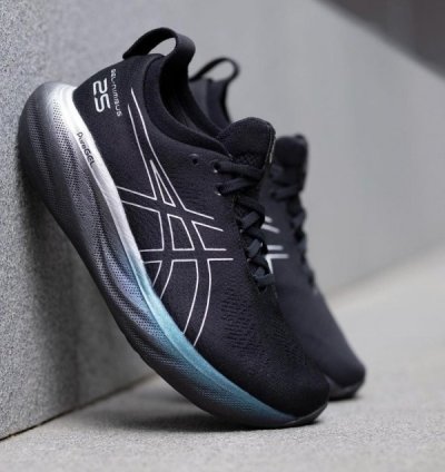 Asics Gel Nimbus 25 Platinum Black Running Shoes