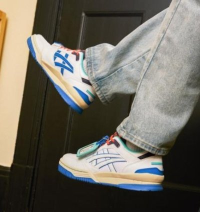 Asics Gel Spotlyte Low V2 White Navy Blue Running Shoes