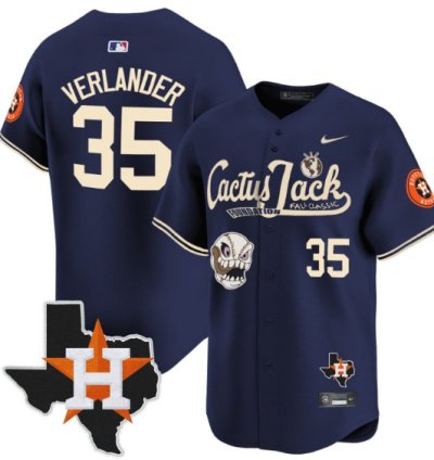 Justin Verlander 35 Houston Astros Cactus Jack Foundation Fall Classic Limited Jersey Navy