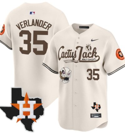 Justin Verlander 35 Houston Astros Cactus Jack Foundation Fall Classic Limited Jersey Cream