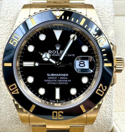 Rolex Submariner Date Black Dial 41mm Yellow Gold 126618ln Unworn 2023