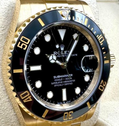 Rolex Submariner Date Black Dial 41mm Yellow Gold 126618ln Unworn 2023