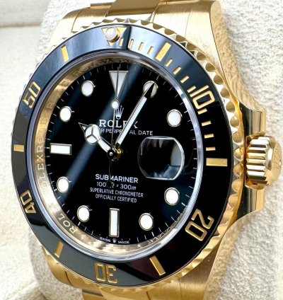 Rolex Submariner Date Black Dial 41mm Yellow Gold 126618ln Unworn 2023