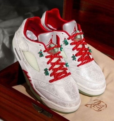 Clot X Nike Air Jordan 5 Low White Silk Basketball Sneakers