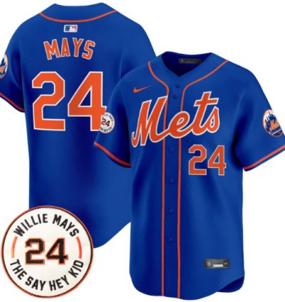 Willie Mays Jersey 24 New York Mets Willie Mays Patch Vapor Premier Limited Stitched Royal