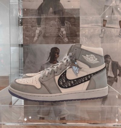 Dior X Nike Air Jordan 1 High White Grey Basketball Sneakers Semi Ua