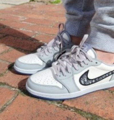Dior X Nike Air Jordan 1 Low Grey White Basketball Sneakers Semi Ua