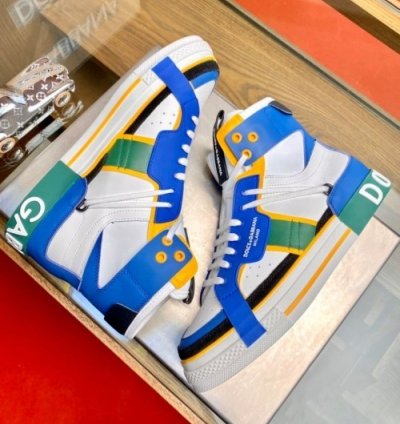 Dolc E Gabbana Custom 2 Zero High Top White Blue Sneakers