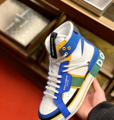 Dolc E Gabbana Custom 2 Zero High Top White Blue Sneakers