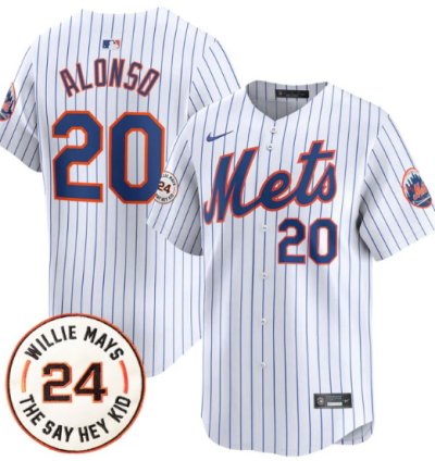 Pete Alonso Jersey 20 Mets Willie Mays Patch Vapor Premier Limited Stitched White