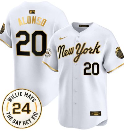 Pete Alonso Jersey 20 Mets Willie Mays Patch Vapor Premier Limited Stitched New York Gold
