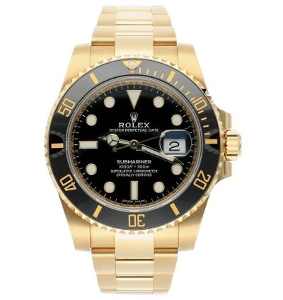 Rolex Submariner Date Ceramic Bezel Yellow Gold Black 116618ln Men Watch