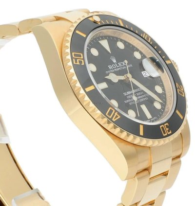 Rolex Submariner Date Ceramic Bezel Yellow Gold Black 116618ln Men Watch