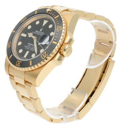 Rolex Submariner Date Ceramic Bezel Yellow Gold Black 116618ln Men Watch