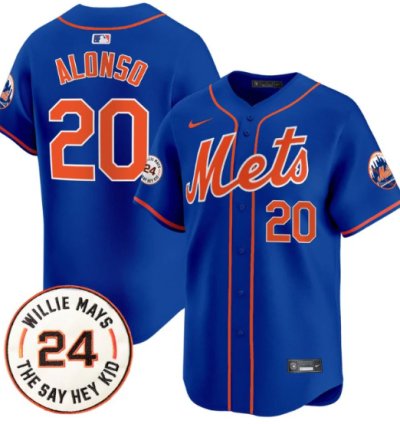 Pete Alonso Jersey 20 Mets Willie Mays Patch Vapor Premier Limited Stitched Royal