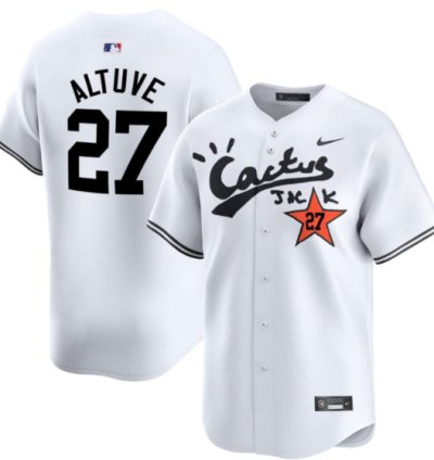 Jose Altuve 27 Houston Astros Cactus Jack White Jersey V2