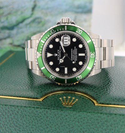 Rolex Submariner Date Green Bezel Ref 16610lv Fat Four Bezel Nos Full Set 2004