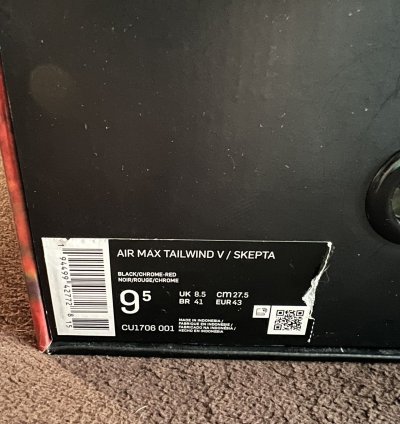 Nike Air Max Tailwind 5 Skepta Bloody Chrome Sz 9 5