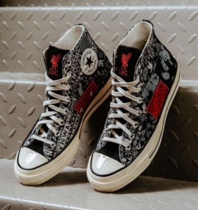 Liverpool Fc X Converrse Chuck 70 White Black Sneakers
