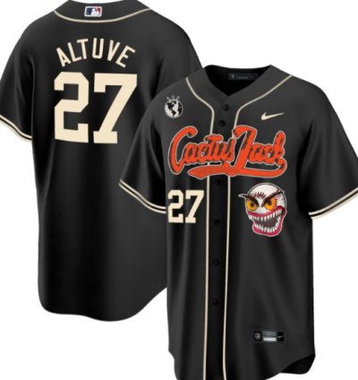 Jose Altuve 27 Houston Astros Cactus Jack Men Jersey Black
