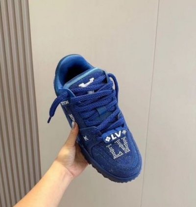 Loui S Vuitton Trainer Maxiswarovsk I Crystal Blue Diamond Sneakers
