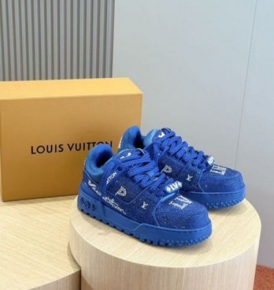 Loui S Vuitton Trainer Maxiswarovsk I Crystal Blue Diamond Sneakers