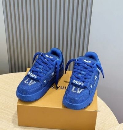 Loui S Vuitton Trainer Maxiswarovsk I Crystal Blue Diamond Sneakers