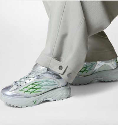 Louis Vuitton Lv Discovery Lace Up Silver Green Sneakers
