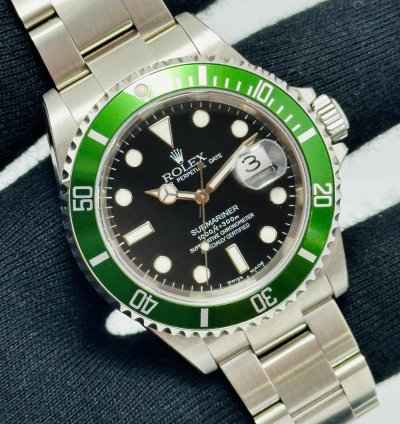 Rolex Submariner Date Kermit Fat Four 50th Anniversary Full Set Full Stickers Nos 2004