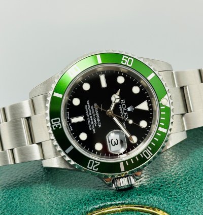 Rolex Submariner Date Kermit Fat Four 50th Anniversary Full Set Full Stickers Nos 2004