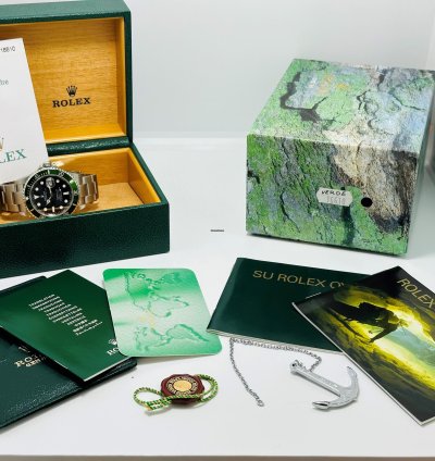 Rolex Submariner Date Kermit Fat Four 50th Anniversary Full Set Full Stickers Nos 2004