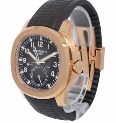 Patek Philippe Aquanaut 5164 Aquanaut Dual Time 18k Rose Gold Rubber Watch 5164r