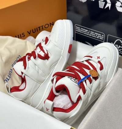 Louis Vuitton Skate Trainer White Red Sneakers