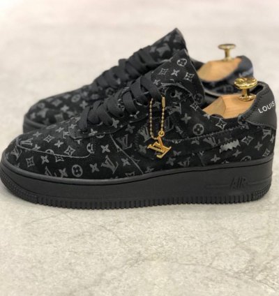 Louisvuittion X Nik E Air Force Black Sneakers