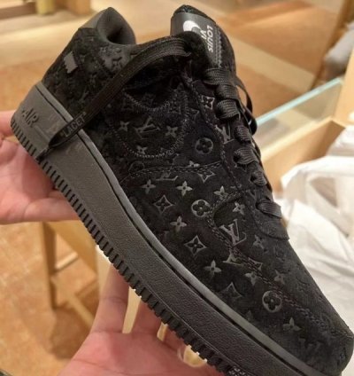 Louisvuittion X Nik E Air Force Black Sneakers