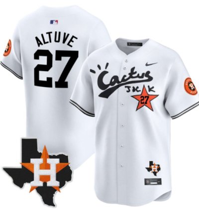 Jose Altuve 27 Houston Astros Cactus Jack Houston Patch Limited Jersey White