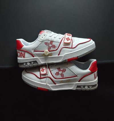 Louisvuitton Lv Trainer Stripe Red White Sneakers