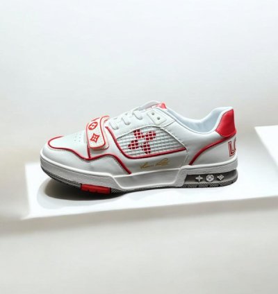 Louisvuitton Lv Trainer Stripe Red White Sneakers