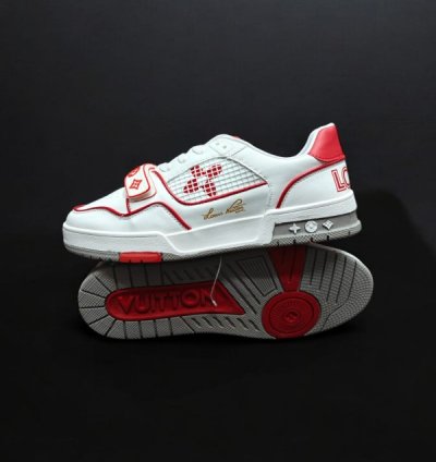 Louisvuitton Lv Trainer Stripe Red White Sneakers