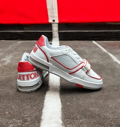 Louisvuitton Lv Trainer Stripe Red White Sneakers