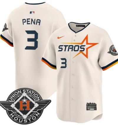 Jeremy Pena Jersey 3 Houston Astros 2025 City Connect Vapor Premier Limited Stitched Cream