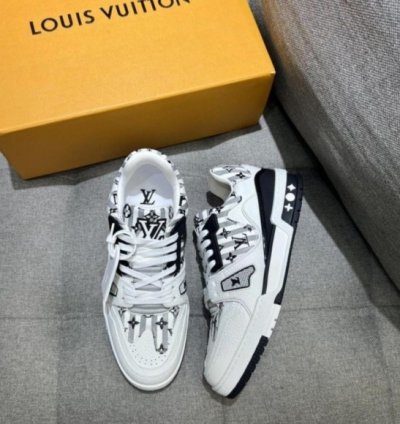 Louisvuitton Lv Trainer Virgil Abloh White Black Sneakers