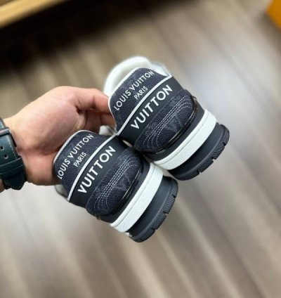 Louisvuitton Trainer Black Denim Sneakers
