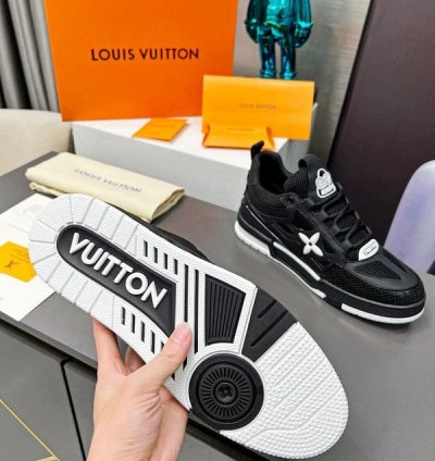 Louisvuitton Trainer Black Denim Sneakers
